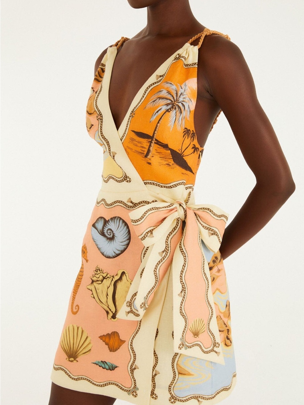 Farm Rio Multicolor Rio Souvenir Scarves Rope Straps Mini Dress - Picture 3 of 8